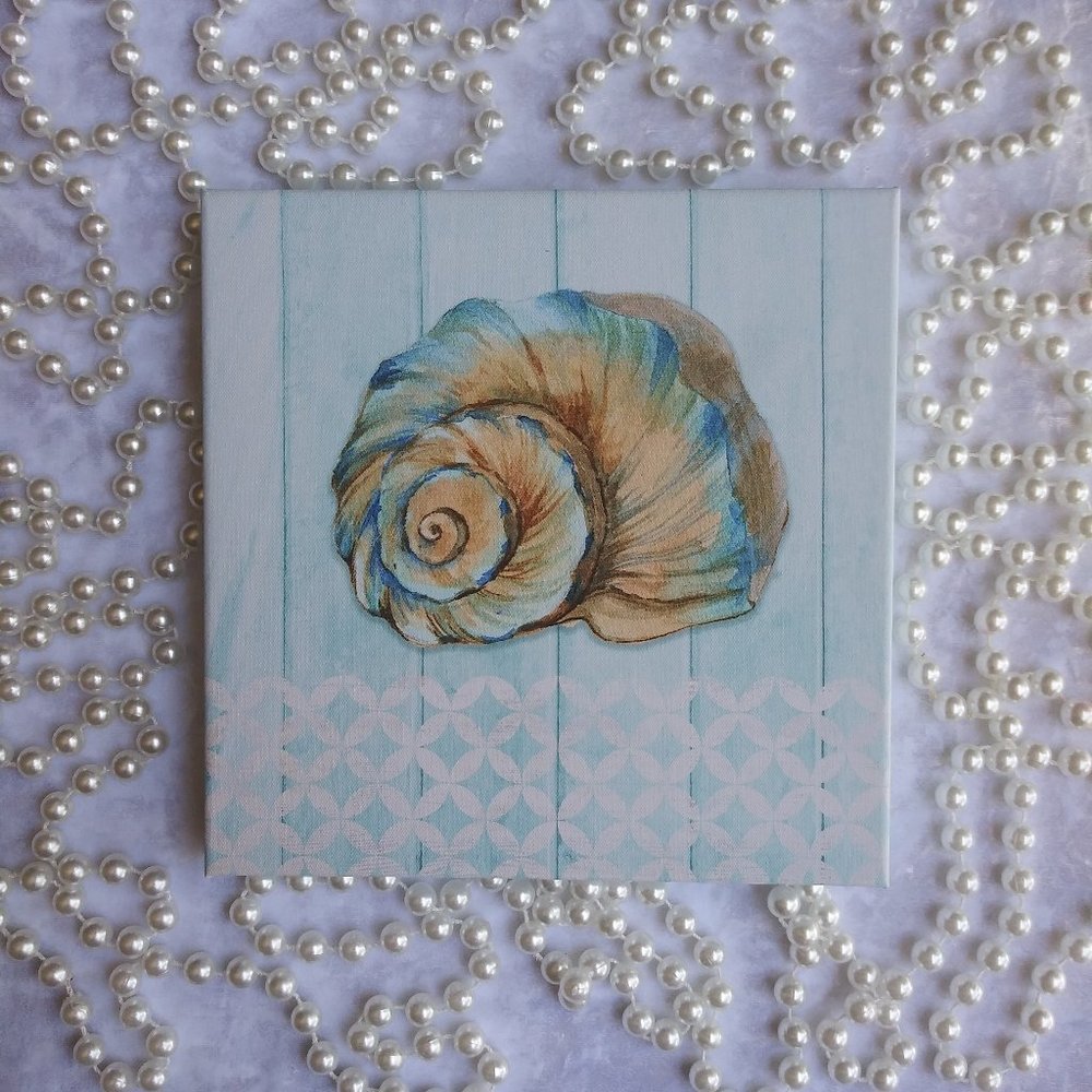 Beach Seashell Home Decor Canvas 8 x 8